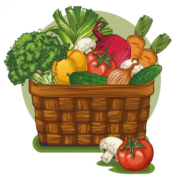 Panier de legumes en illustration